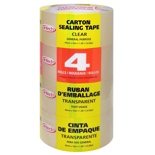 34400 Clear Carton Sealing Tape 4 Pack